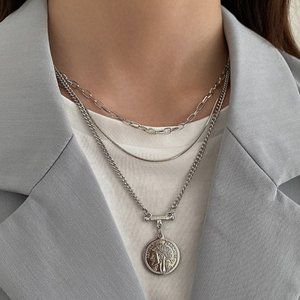 Titanium steel multilayer necklace